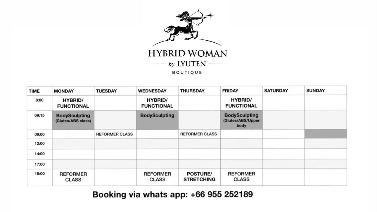 , Timetable, Lyuten Fitness